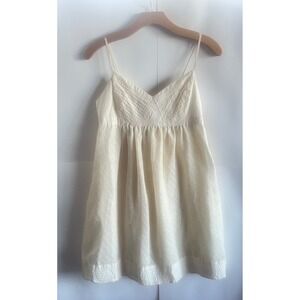 Ivory Babydoll Satin Lined Chiffon Dress Lace Up Back Sleeveless Forever 21 Sz M